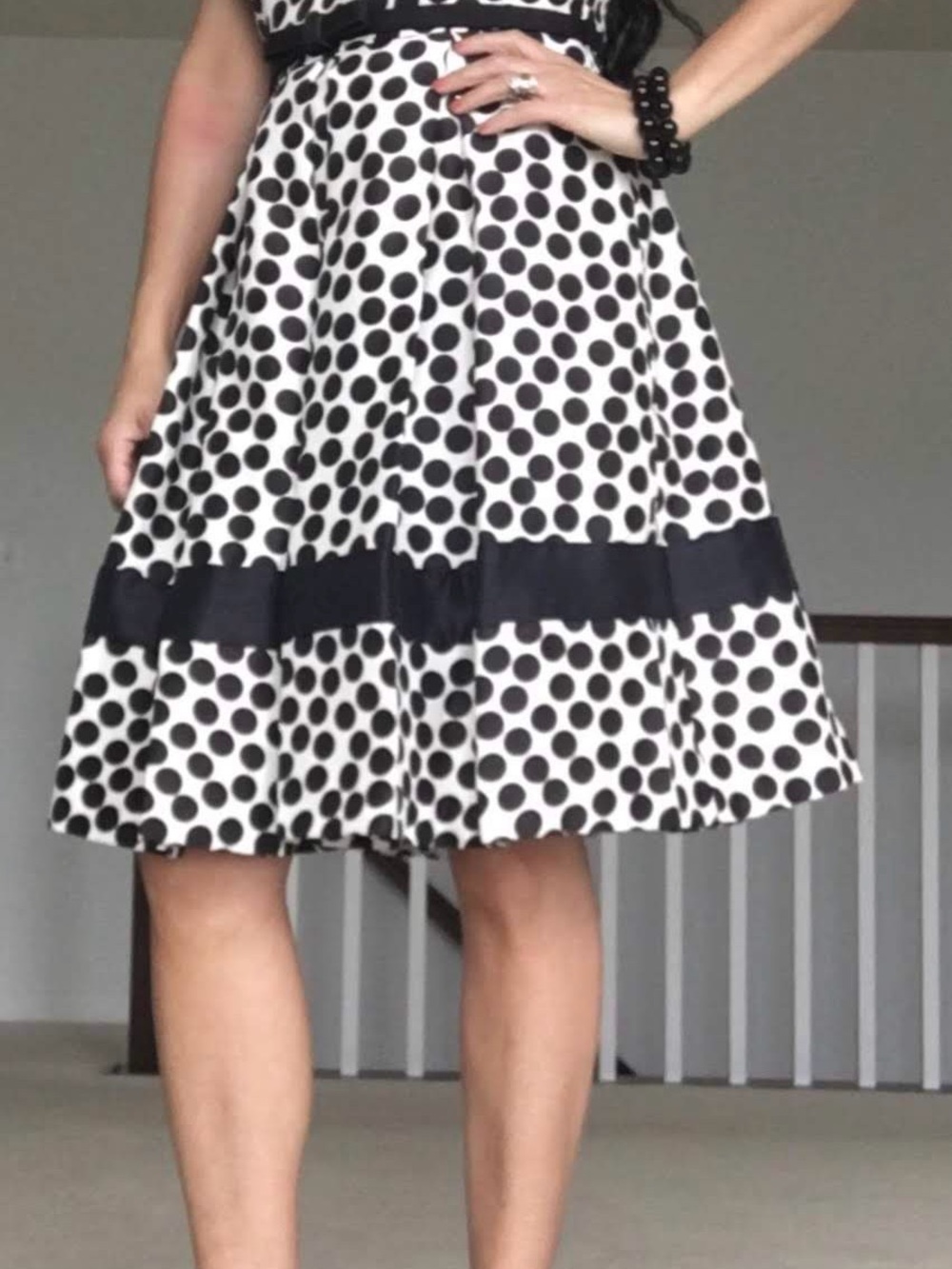 Danny & Nicole Black and White Polka Dot Circle Dress